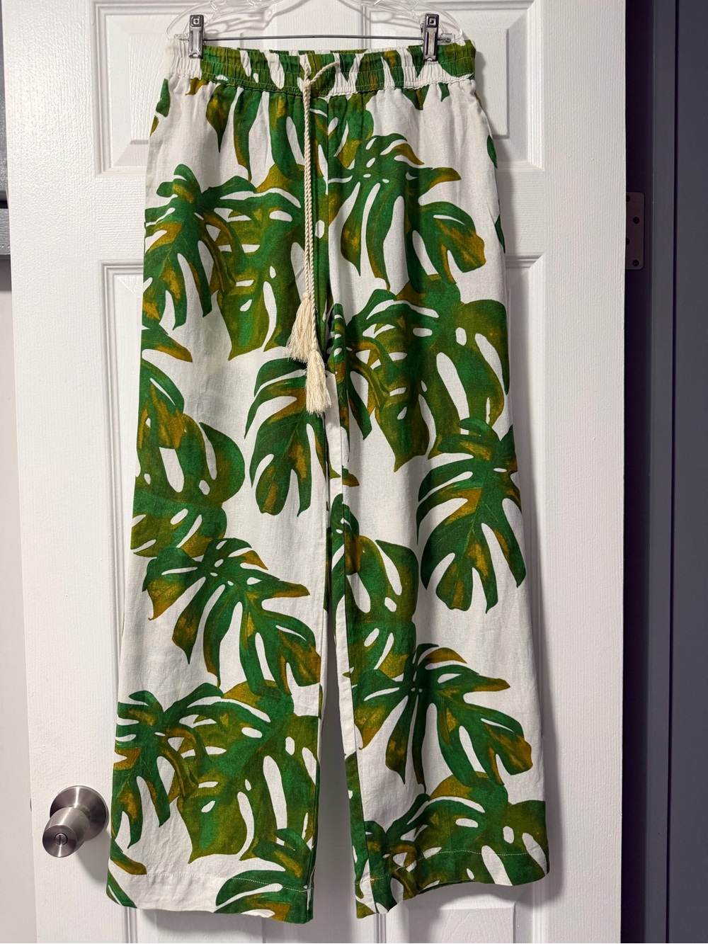Joie Tropical Leaf Print Linen Blend Wide Leg Pants Size Medium